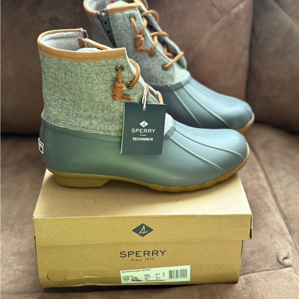 Sperry Gray and Brown Duck Boots